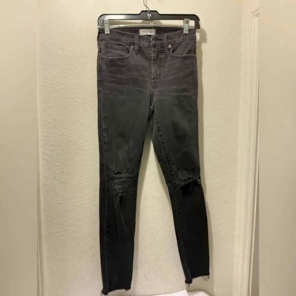 MADEWELL 9” High Rise Skinny Cotton Pants in distressed Black Size 26